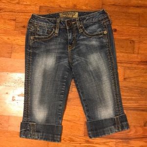 0 cuffed Hint faded jean capri jeans EUC